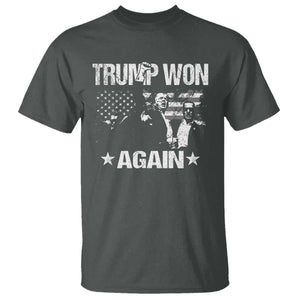 Trump Won 2024 T Shirt Donald Trump Won Again 45 47 President 2024 US Election TS10 Dark Heather Print Your Wear