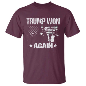Trump Won 2024 T Shirt Donald Trump Won Again 45 47 President 2024 US Election TS10 Maroon Print Your Wear