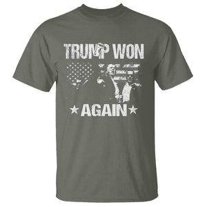Trump Won 2024 T Shirt Donald Trump Won Again 45 47 President 2024 US Election TS10 Military Green Print Your Wear