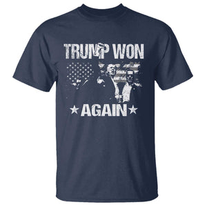 Trump Won 2024 T Shirt Donald Trump Won Again 45 47 President 2024 US Election TS10 Navy Print Your Wear