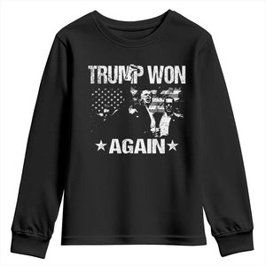 Trump Won 2024 Youth Sweatshirt Donald Trump Won Again 45 47 President 2024 US Election TS10 Black Print Your Wear
