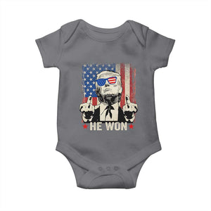 Trump Won 2024 Baby Onesie Middle Finger 45 47Th President Usa Flag TS10 Charcoal Print Your Wear