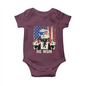 Trump Won 2024 Baby Onesie Middle Finger 45 47Th President Usa Flag TS10 Maroon Print Your Wear