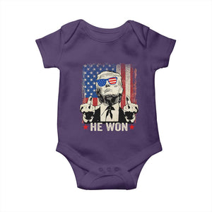 Trump Won 2024 Baby Onesie Middle Finger 45 47Th President Usa Flag TS10 Purple Print Your Wear