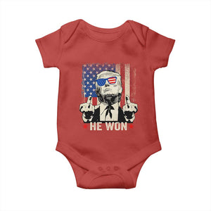 Trump Won 2024 Baby Onesie Middle Finger 45 47Th President Usa Flag TS10 Red Print Your Wear