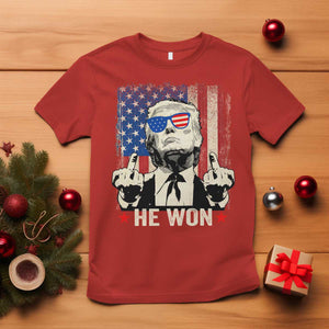 Trump Won 2024 T Shirt Middle Finger 45 47Th President Usa Flag TS10 Red Print Your Wear