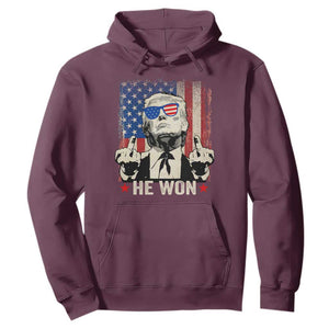 Trump Won 2024 Hoodie Middle Finger 45 47Th President Usa Flag TS10 Maroon Print Your Wear