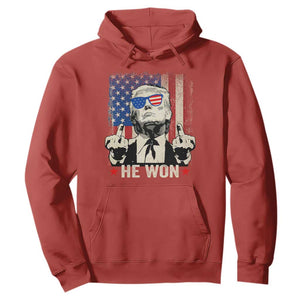 Trump Won 2024 Hoodie Middle Finger 45 47Th President Usa Flag TS10 Red Print Your Wear