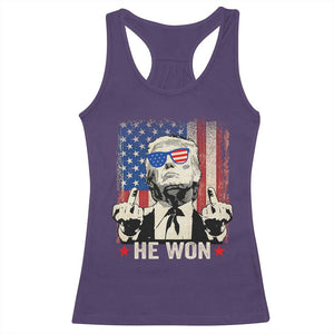 Trump Won 2024 Racerback Tank Top Middle Finger 45 47Th President Usa Flag TS10 Purple Print Your Wear