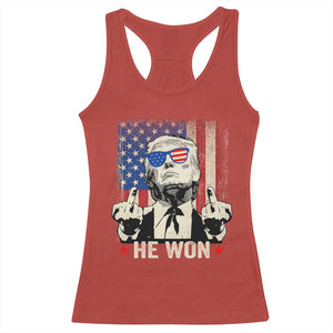 Trump Won 2024 Racerback Tank Top Middle Finger 45 47Th President Usa Flag TS10 Red Print Your Wear