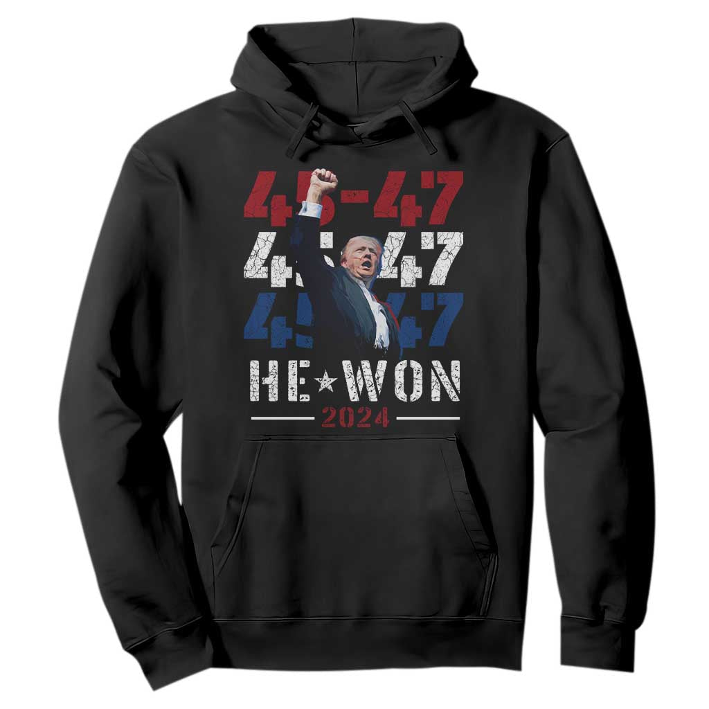 Trump Won 2024 Hoodie President 47th 45 47 Trump Wins TS10 Black Print Your Wear