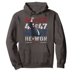 Trump Won 2024 Hoodie President 47th 45 47 Trump Wins TS10 Dark Chocolate Print Your Wear