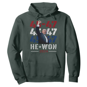 Trump Won 2024 Hoodie President 47th 45 47 Trump Wins TS10 Dark Forest Green Print Your Wear