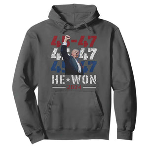 Trump Won 2024 Hoodie President 47th 45 47 Trump Wins TS10 Dark Heather Print Your Wear