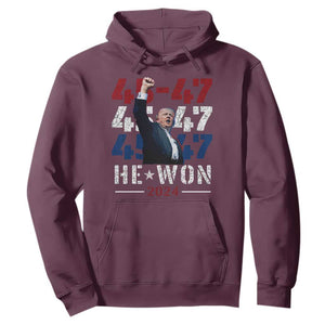 Trump Won 2024 Hoodie President 47th 45 47 Trump Wins TS10 Maroon Print Your Wear