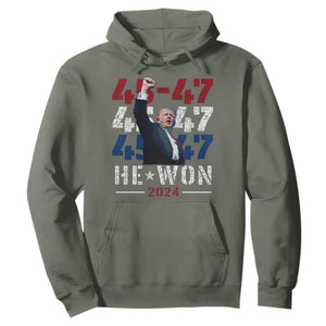 Trump Won 2024 Hoodie President 47th 45 47 Trump Wins TS10 Military Green Print Your Wear
