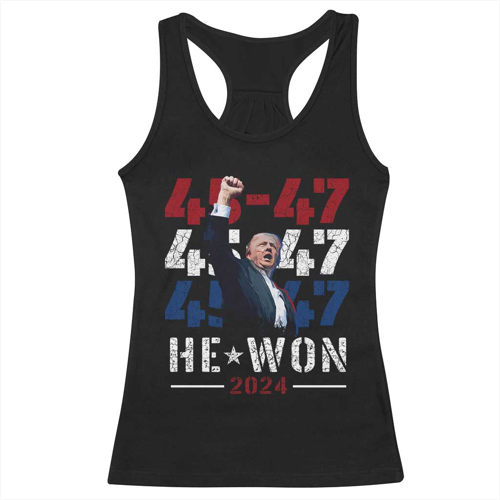 Trump Won 2024 Racerback Tank Top President 47th 45 47 Trump Wins TS10 Black Print Your Wear