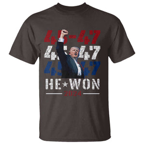 Trump Won 2024 T Shirt President 47th 45 47 Trump Wins TS10 Dark Chocolate Print Your Wear