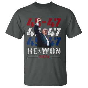 Trump Won 2024 T Shirt President 47th 45 47 Trump Wins TS10 Dark Heather Print Your Wear