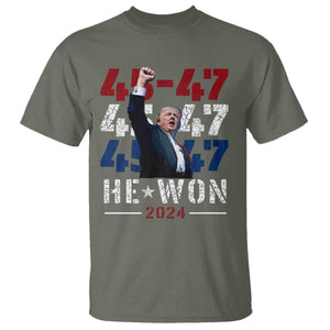 Trump Won 2024 T Shirt President 47th 45 47 Trump Wins TS10 Military Green Print Your Wear