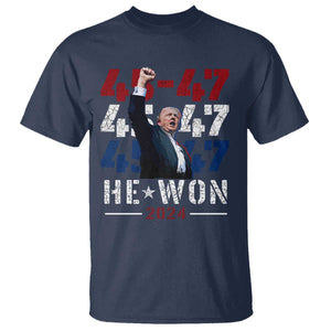 Trump Won 2024 T Shirt President 47th 45 47 Trump Wins TS10 Navy Print Your Wear