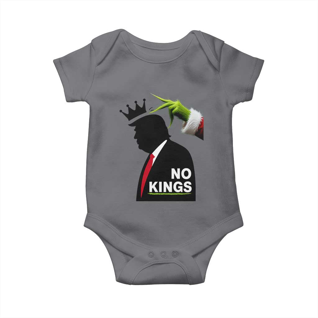 Funny Christmas No Kings in America Baby Onesie TS10 Charcoal Print Your Wear