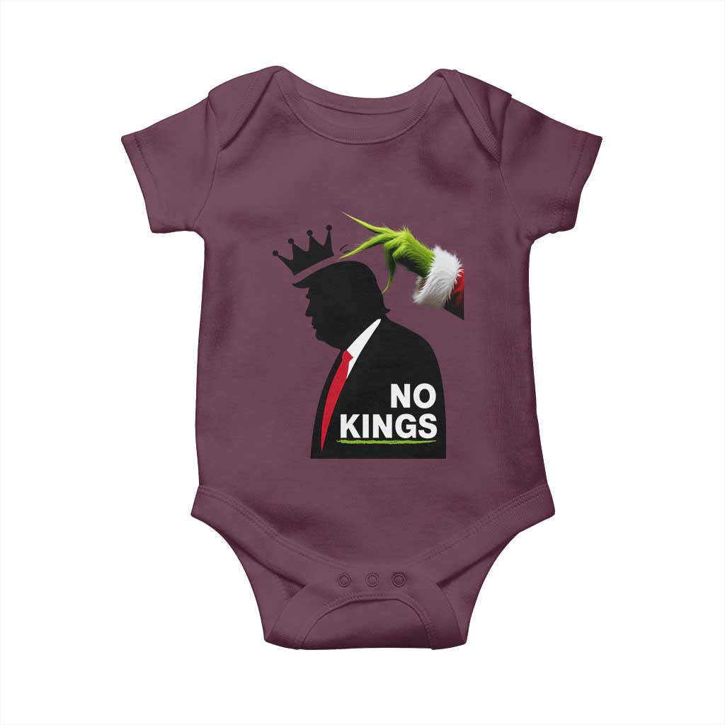 Funny Christmas No Kings in America Baby Onesie TS10 Maroon Print Your Wear