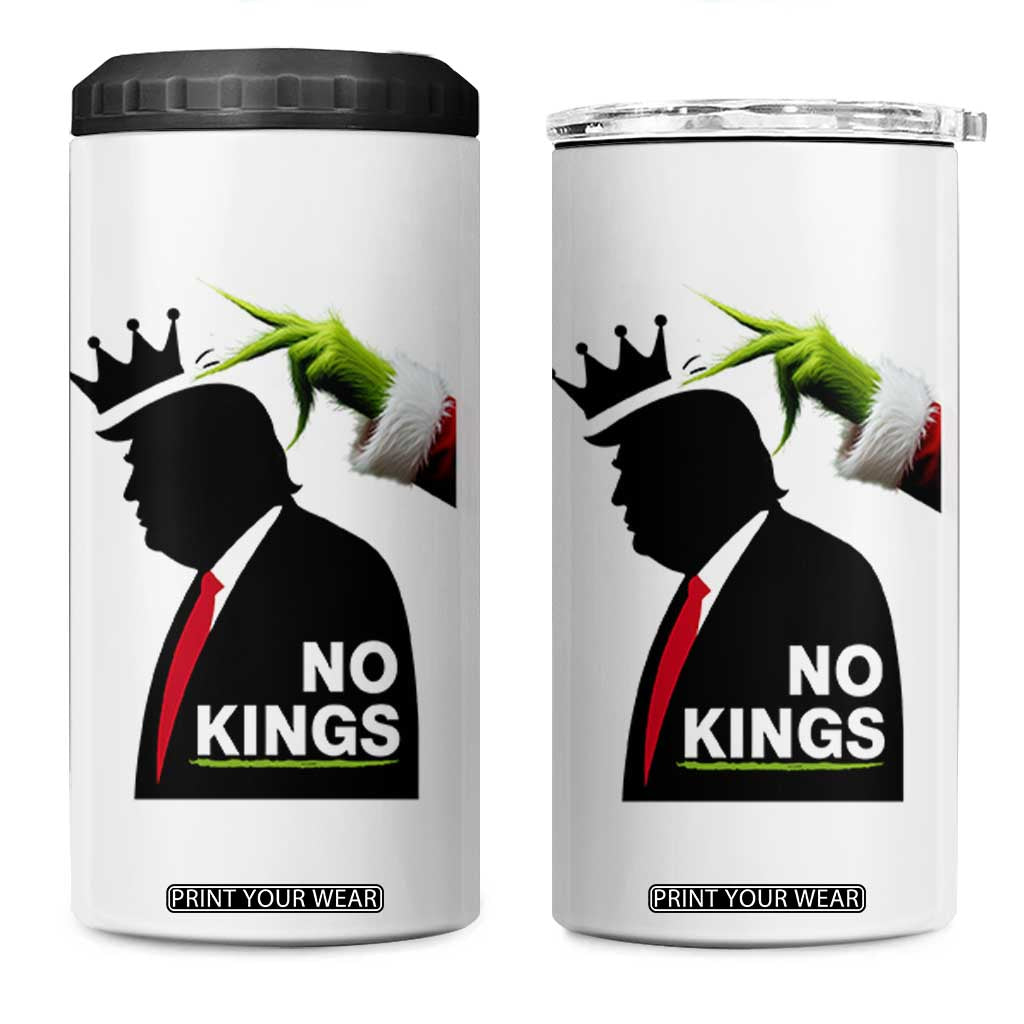 Funny Christmas No Kings in America 4 in 1 Can Cooler Tumbler TS10 One Size: 16 oz White Print Your Wear