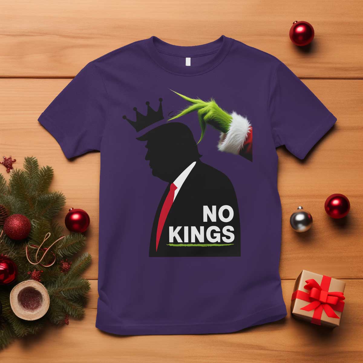 Funny Christmas No Kings in America T Shirt TS10 Purple Print Your Wear