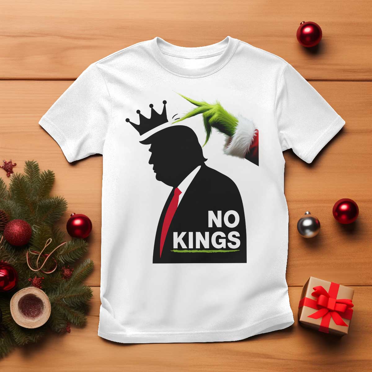Funny Christmas No Kings in America T Shirt TS10 White Print Your Wear