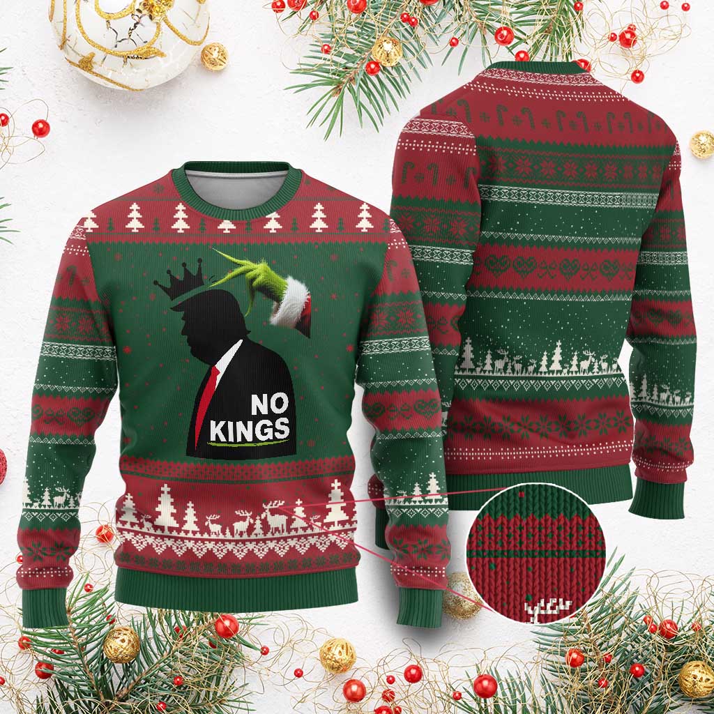 Funny Xmas No Kings in America Ugly Christmas Sweater TS10 Red Green Print Your Wear
