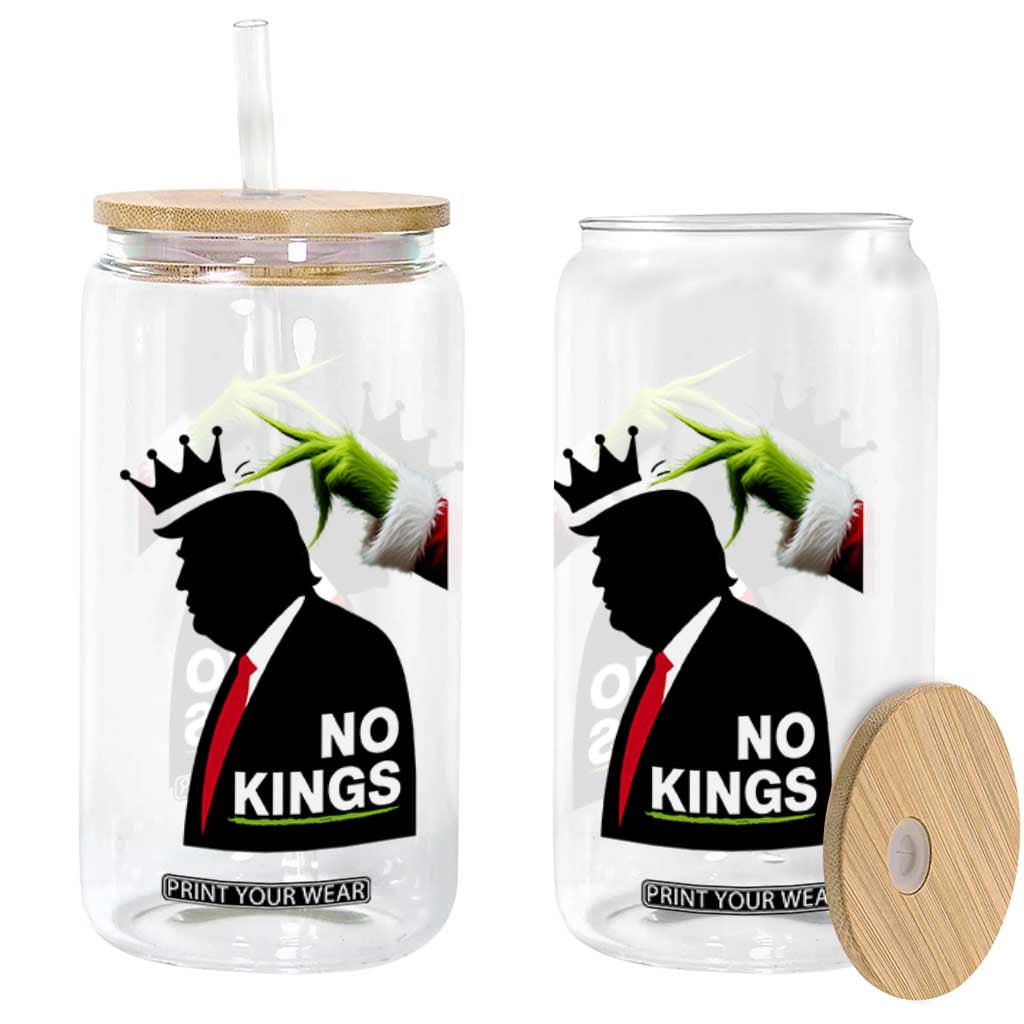 Funny Christmas No Kings in America Glass Can TS10 Print Your Wear