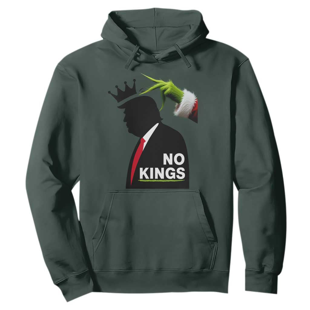 Funny Christmas No Kings in America Hoodie TS10 Dark Forest Green Print Your Wear
