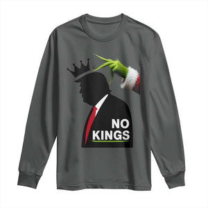 Funny Christmas No Kings in America Long Sleeve Shirt TS10 Dark Heather Print Your Wear
