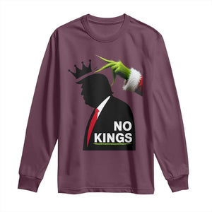 Funny Christmas No Kings in America Long Sleeve Shirt TS10 Maroon Print Your Wear