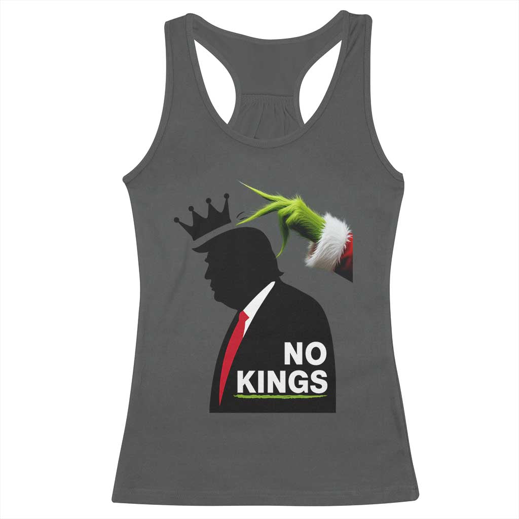 Funny Christmas No Kings in America Racerback Tank Top TS10 Dark Heather Print Your Wear