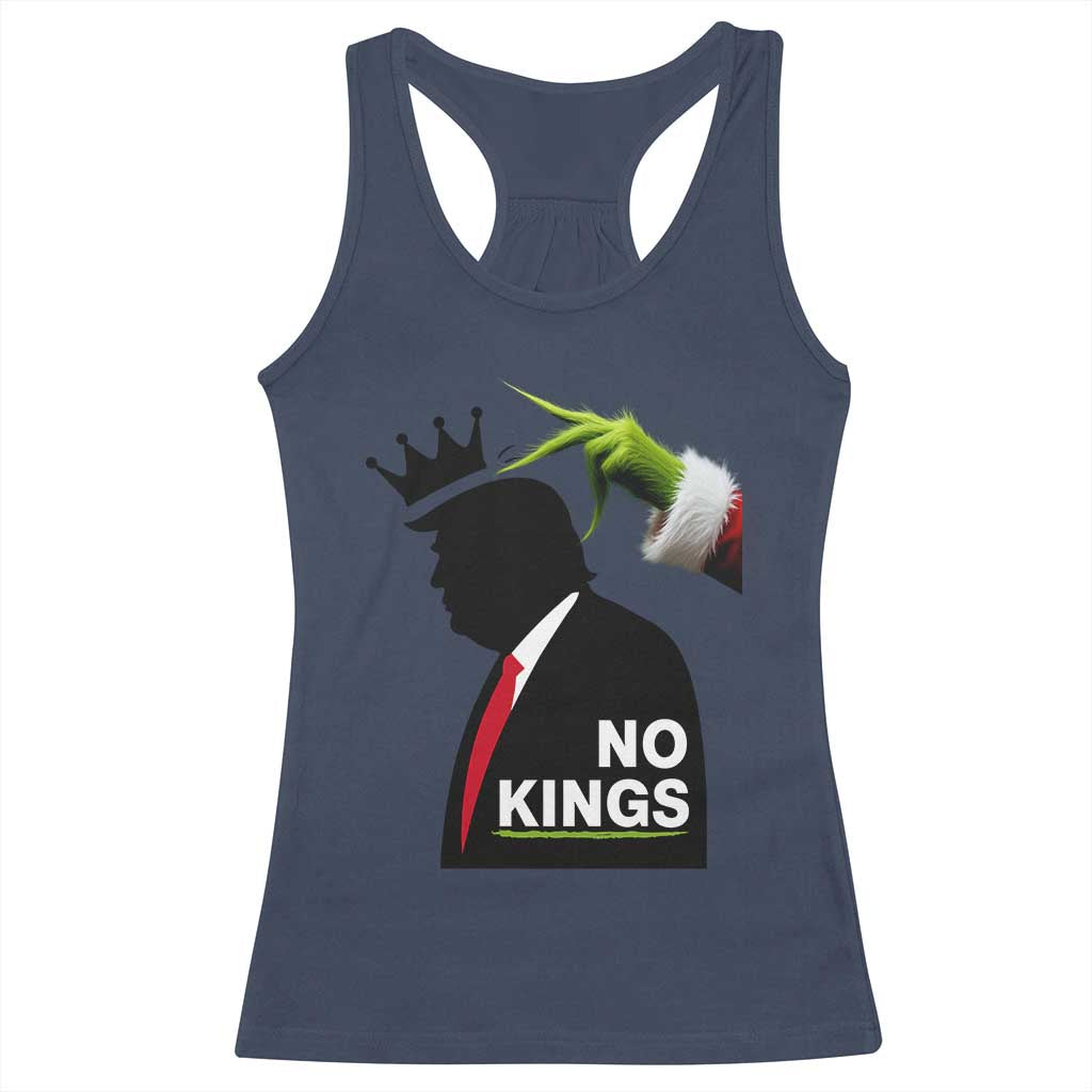 Funny Christmas No Kings in America Racerback Tank Top TS10 Navy Print Your Wear