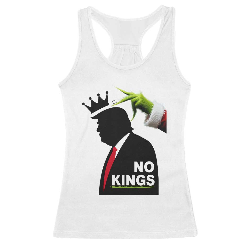 Funny Christmas No Kings in America Racerback Tank Top TS10 White Print Your Wear