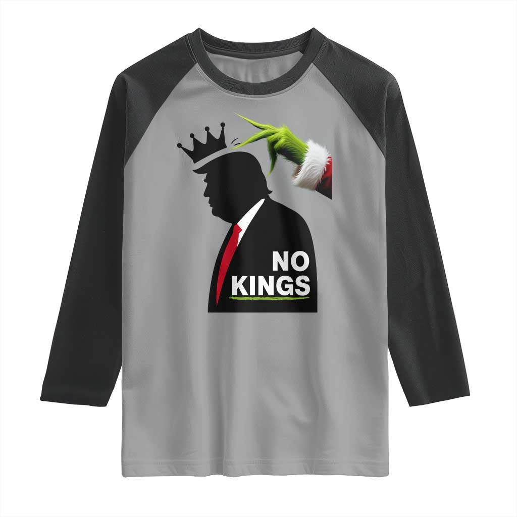 Funny Christmas No Kings in America Raglan Shirt TS10 Sport Gray Black Print Your Wear