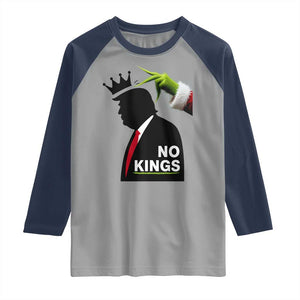 Funny Christmas No Kings in America Raglan Shirt TS10 Sport Gray Navy Print Your Wear