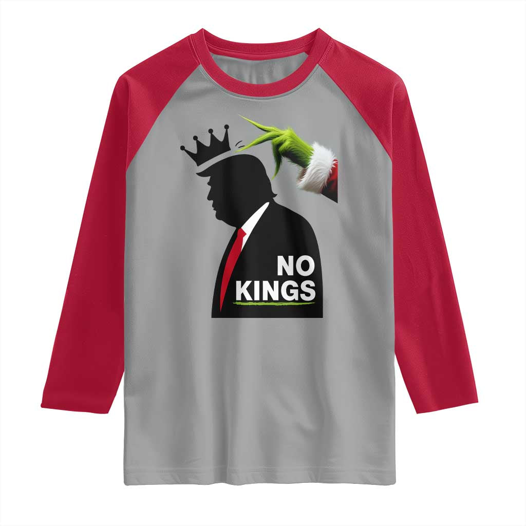 Funny Christmas No Kings in America Raglan Shirt TS10 Sport Gray Red Print Your Wear