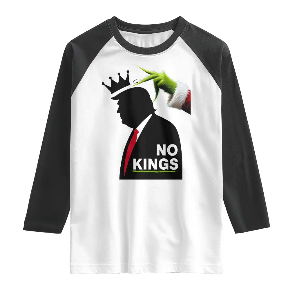 Funny Christmas No Kings in America Raglan Shirt TS10 White Black Print Your Wear