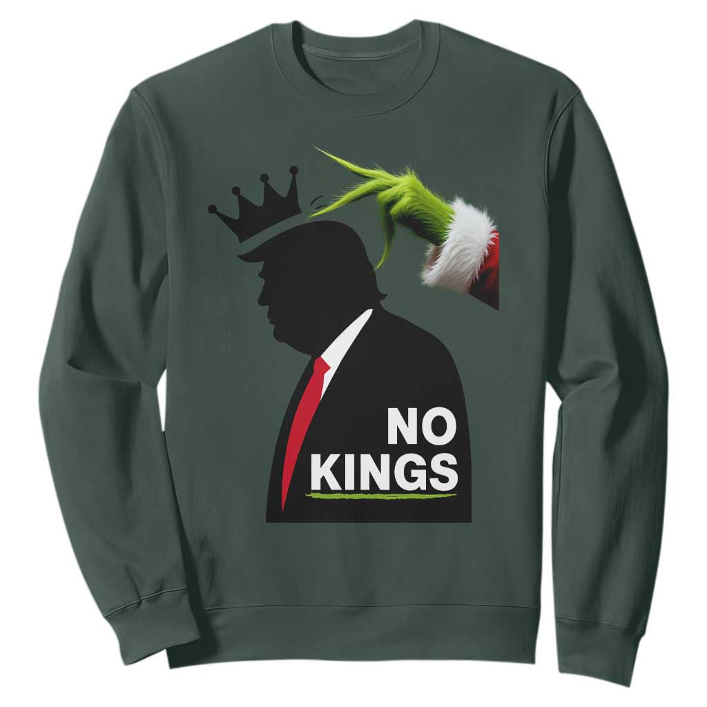Funny Christmas No Kings in America Sweatshirt TS10 Dark Forest Green Print Your Wear