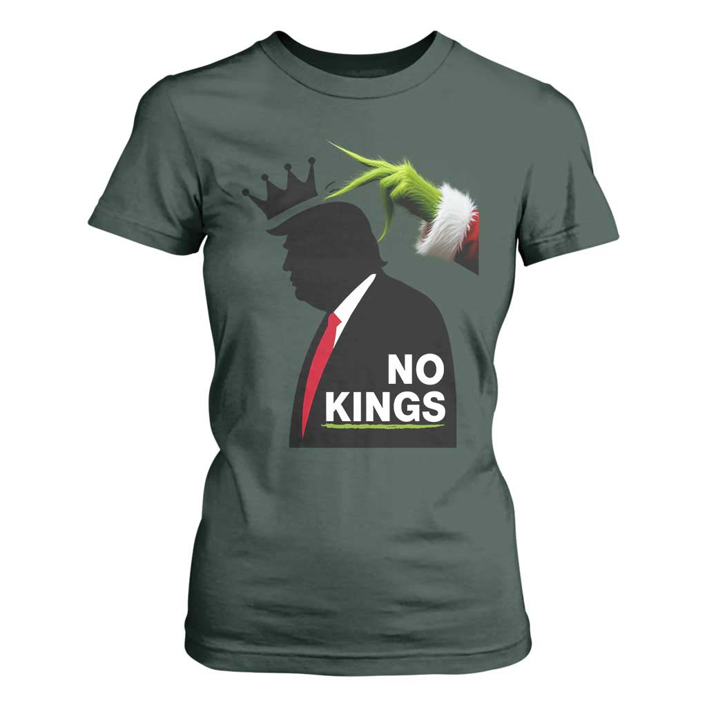 Funny Christmas No Kings in America T Shirt For Women TS10 Dark Forest Green Print Your Wear
