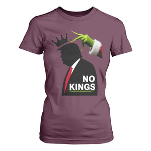 Funny Christmas No Kings in America T Shirt For Women TS10 Maroon Print Your Wear