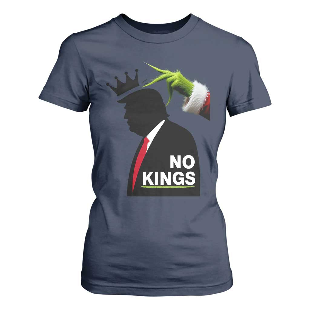 Funny Christmas No Kings in America T Shirt For Women TS10 Navy Print Your Wear
