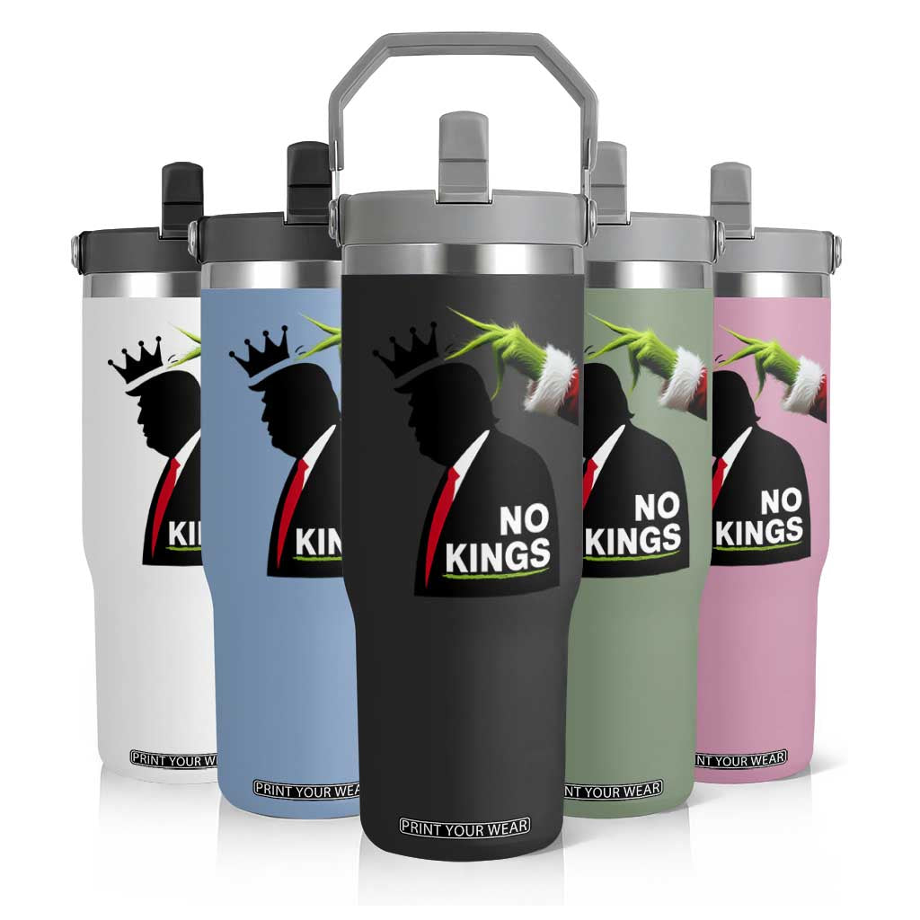 Funny Christmas No Kings in America Flip Straw Tumbler TS10 Print Your Wear