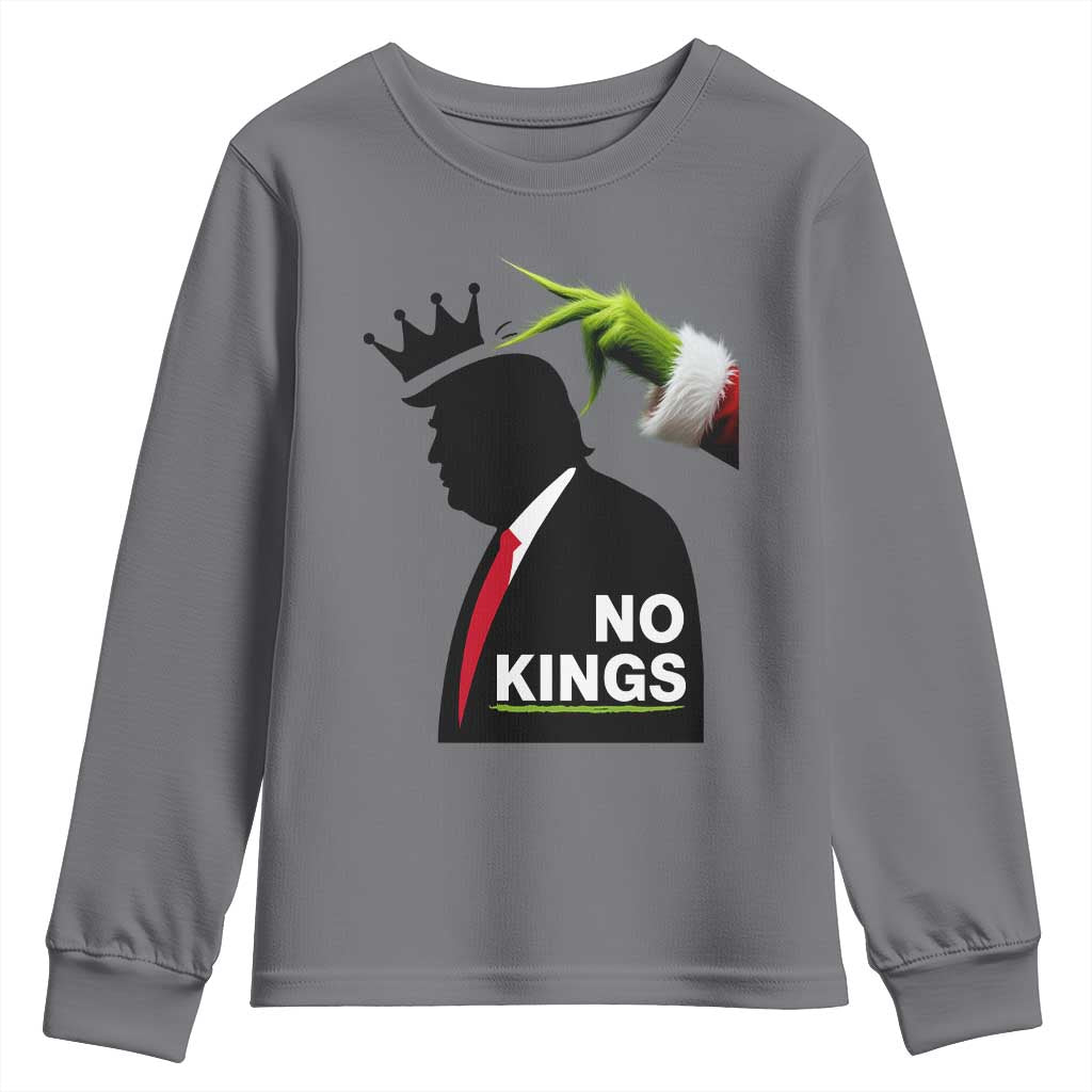 Funny Christmas No Kings in America Youth Sweatshirt TS10 Charcoal Print Your Wear