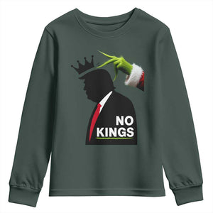 Funny Christmas No Kings in America Youth Sweatshirt TS10 Dark Forest Green Print Your Wear