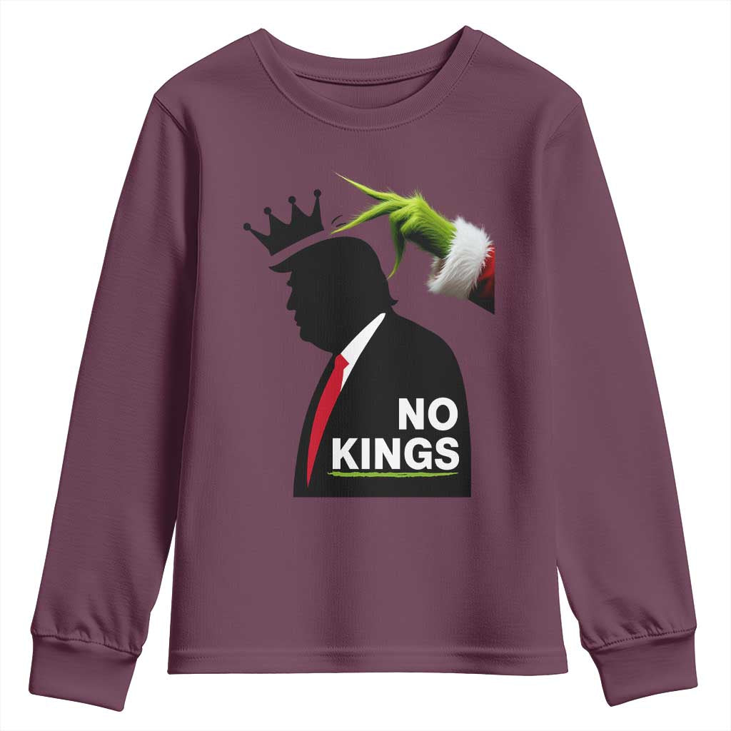 Funny Christmas No Kings in America Youth Sweatshirt TS10 Maroon Print Your Wear